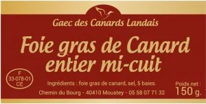 Étiquette adhésive foie gras E1173